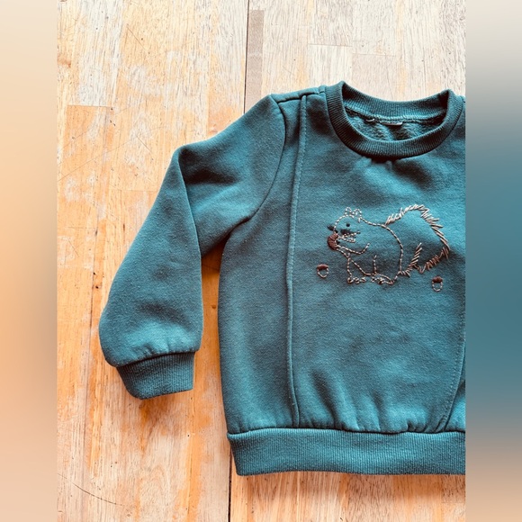 Fall Embroidered Squirrel Crewneck Sweatshirt 2/3 Toddler - Picture 2 of 4